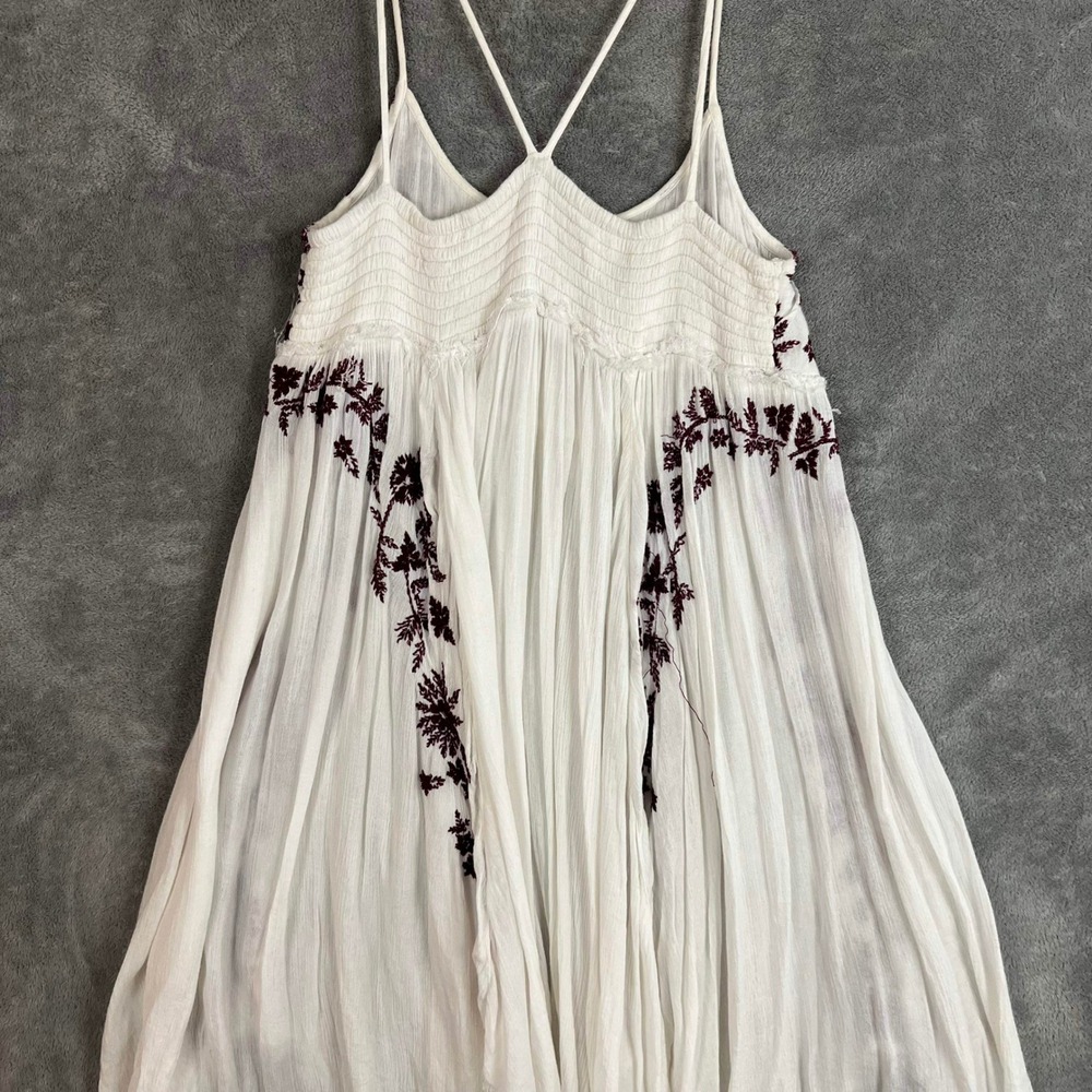 Free People Babydoll Slip Dress Womens M Embroidered Boho Beachy Delicate - Picture 8 of 10
